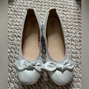 Girls Silver Metallic Ballet Flats